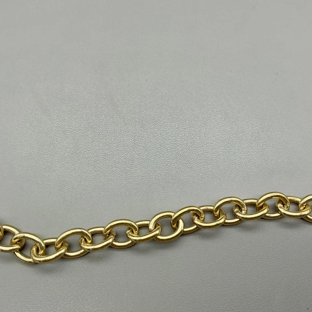 Ann Taylor Necklace Women Gold Tone Rhinestone Pave Link Chain Long Toggle 26